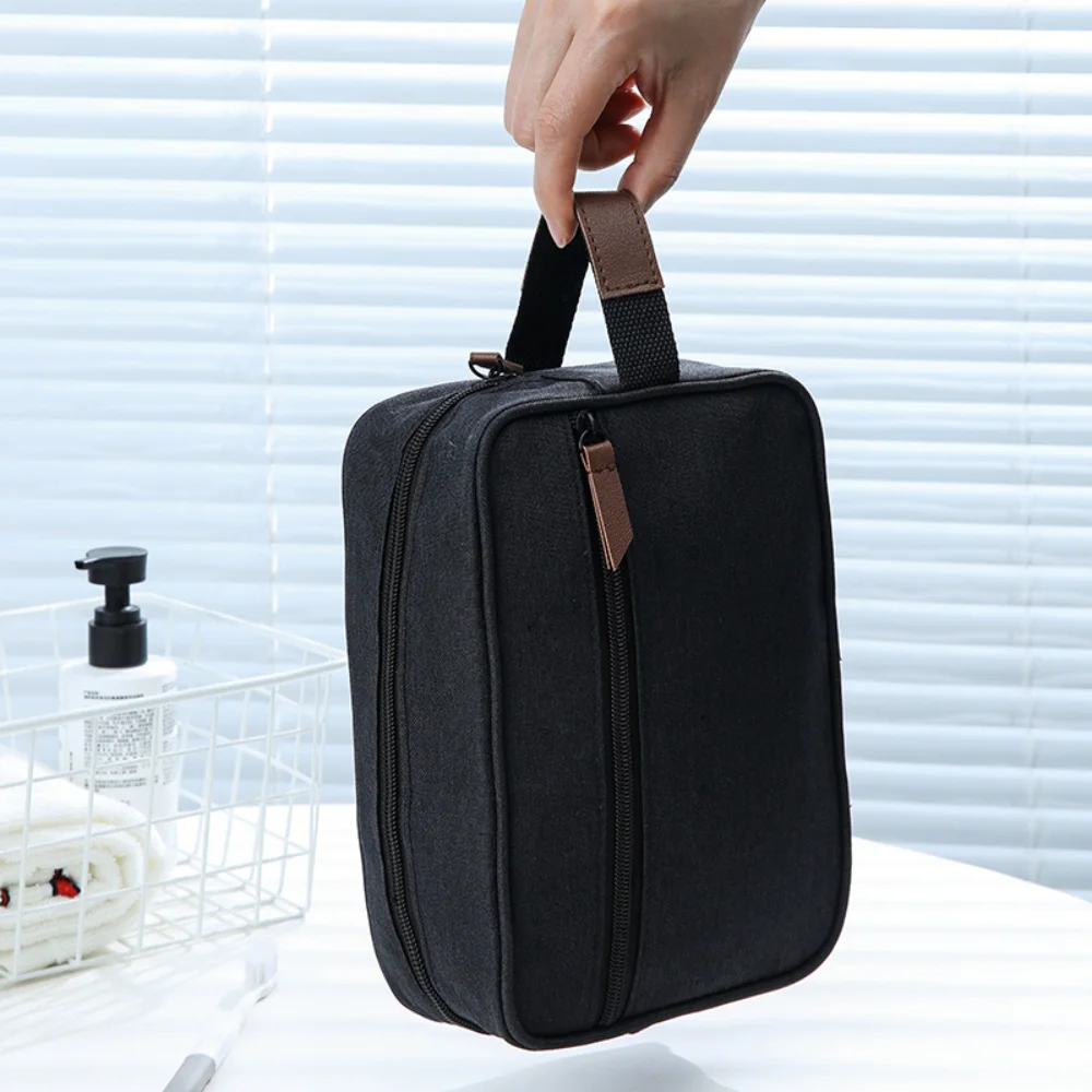 Travel Business Toiletry Bag Men Portable Cosmetic Bag Brushes Tools Storage Bag Double-Layer Large Capacity Toiletry Organizer