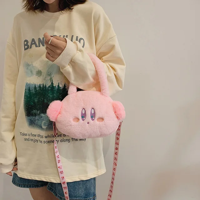 Kirby Plush Bags Women Backpack Anime Kirby Plushie Messenger Bag Cartoon Handbags Soft Kids Gifts Kawaii Stuffed Bags for Girls 2