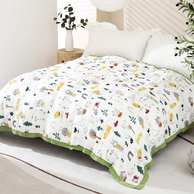 Four-layer Cotton Gauze Baby Summer Cool Quilt Breathable Children's Air Conditioning Blanket Adult Nap Towelling Coverlet