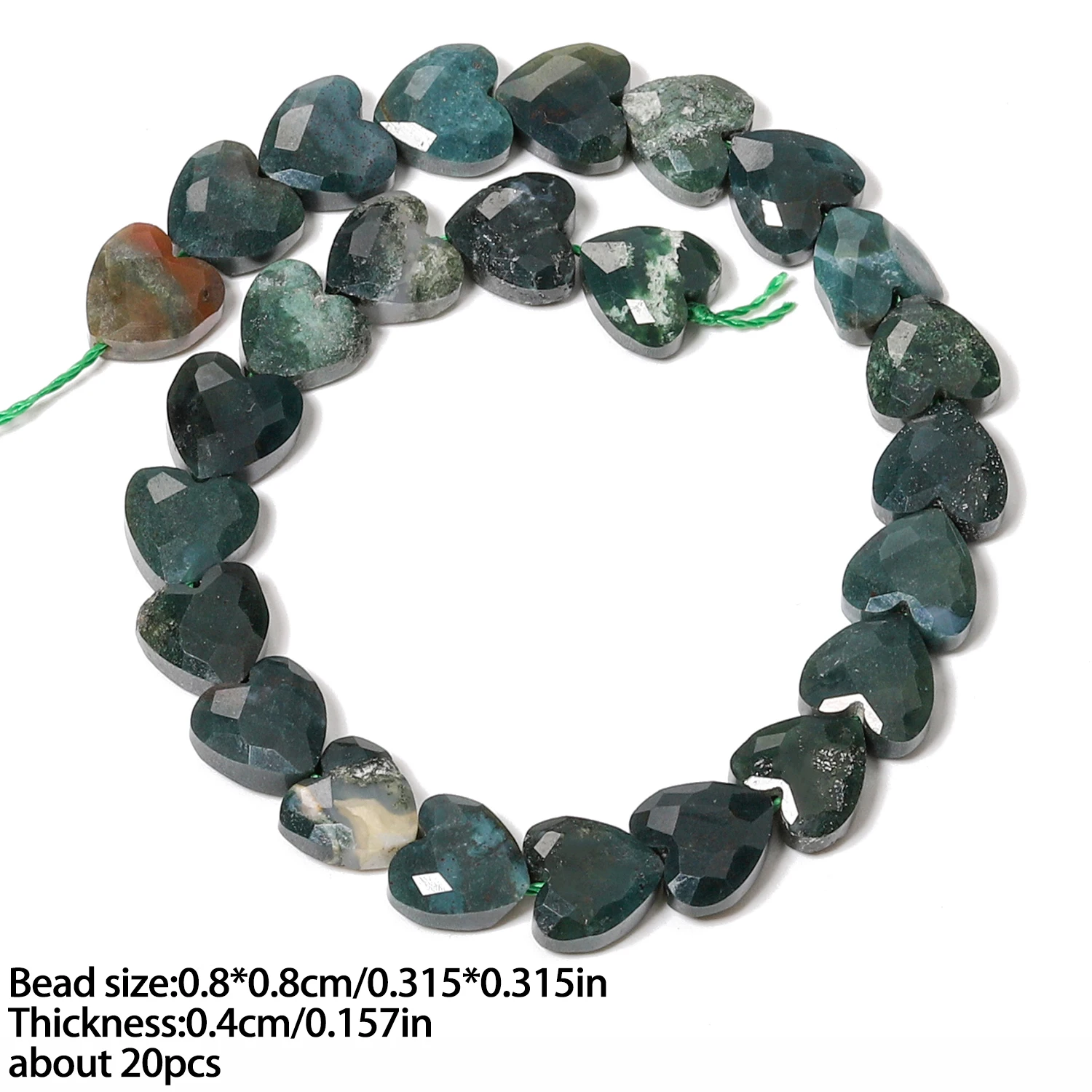 8x8mm Naturstein Facettierte Herzform Jaspis Aventurin Lose Distanzperlen für Schmuckherstellung DIY Armband Halskette Mädchen Geschenke – Detail 8