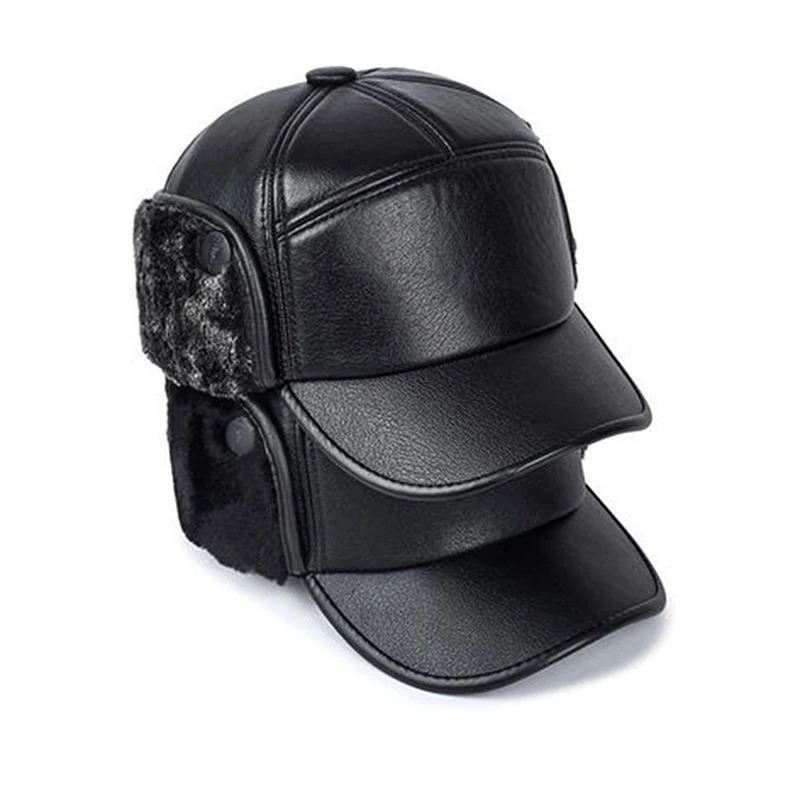 Winter Baseball Cap For Men Earmuffs Warm Thicker Cap Snapback Ear Protection Dad Hats Old Man Hat