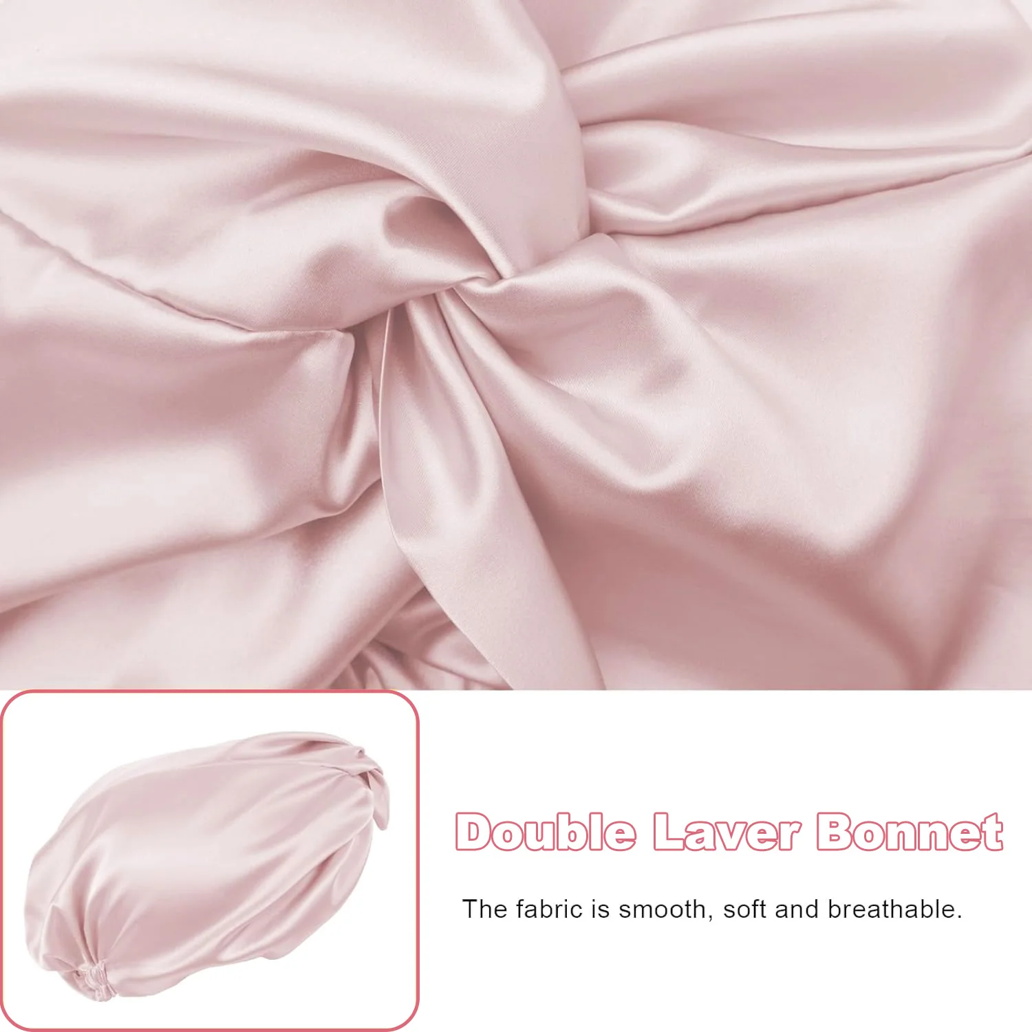 Damen Satin Imitation Seide Turban Hut weiche Stretch Doppels chicht seidige Nachtschlaf kappe Motorhaube Chemo Hut Haar gummis 2St – Detail 3