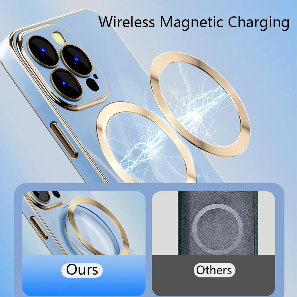 Magsafe Wireless Magnetic Charging Case For iphone 13 12 11 Pro Max Shockproof Luxury Plating Cover For iphone 13 Pro Max Cases best magsafe charger