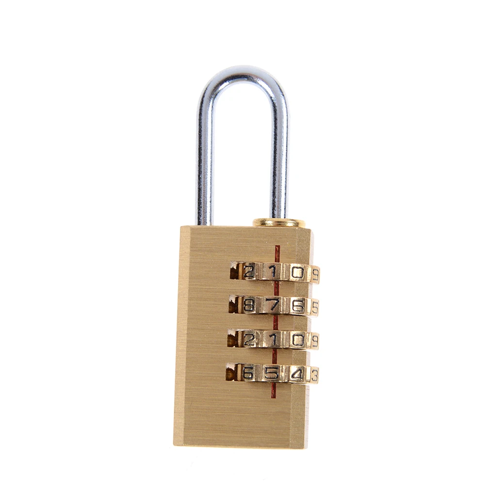 1pc Brass Mini 4 Digits Number Password Code Lock Combination Padlock  Resettable for Travelling Bag Door Anti-thieft Lock