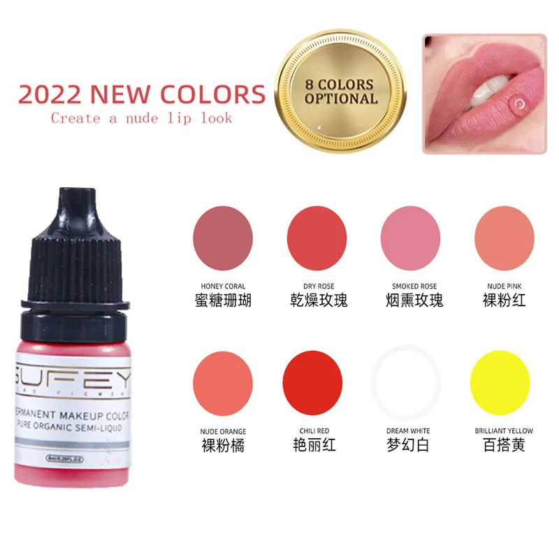 5ml Tattoo Pigment lip Tint Eyebrow tattoo inks Eyeliner Microblading for Permanent Makeup Supplies
