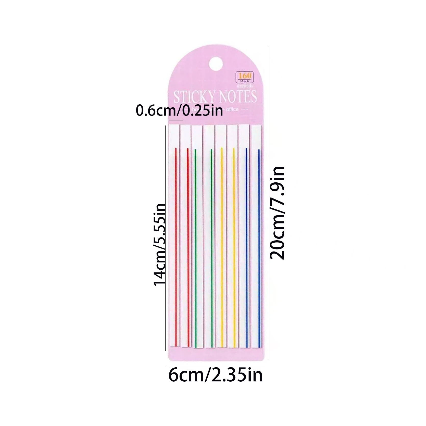 160 Sheets Narrow Sticky Index Strips, Multicolor Self-Adhesive Page Tabs,Slim Sticky Notes for Reading,Study&File Organization - 2