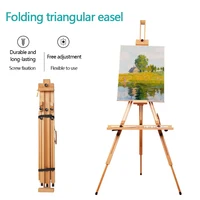 An easel made of beech wood, with a large adjustable and foldable portable triangular drawing storage display stand 3