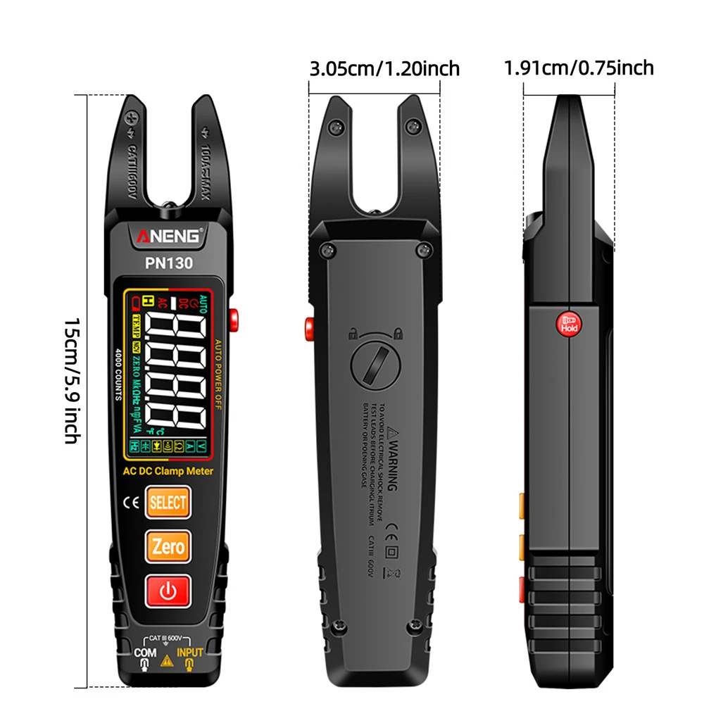 PN130 Intelligent Digital Clamp Meter digital multimeter 4000 Counts AC/DC Voltage Current Protable Multimeter Capacitance Resistance Testers