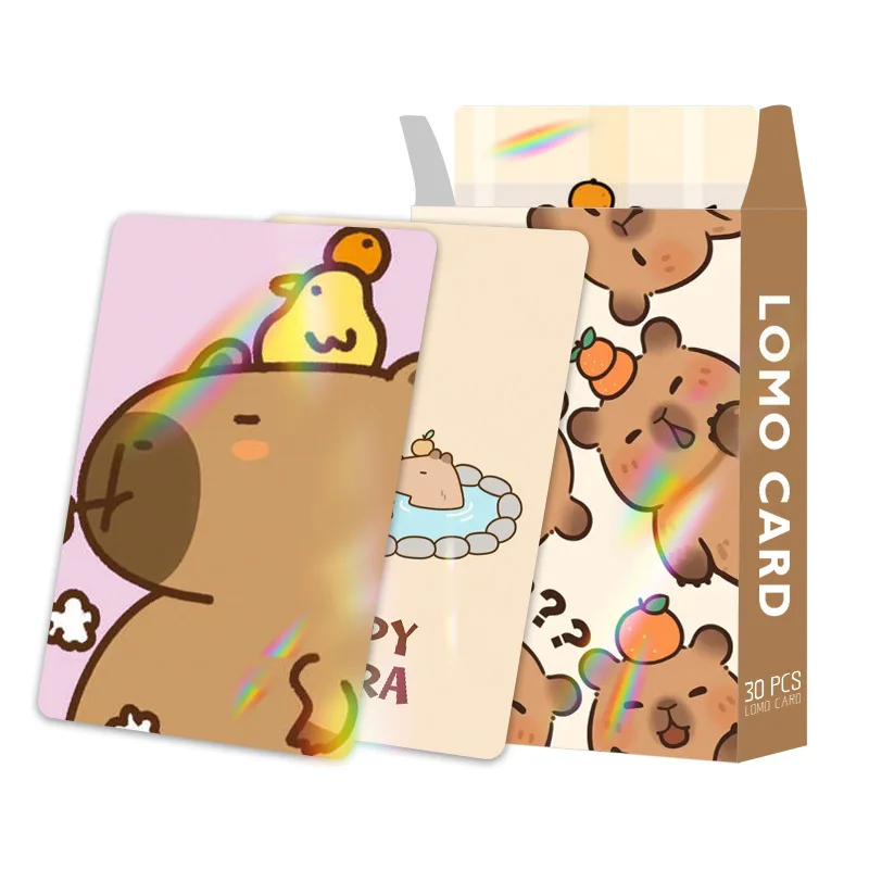 Cartoon Animal Capybara Double Sided Printing Card Cartoon Lomo Cards HD Photocard Kids Gift Collection Cards 30pcs