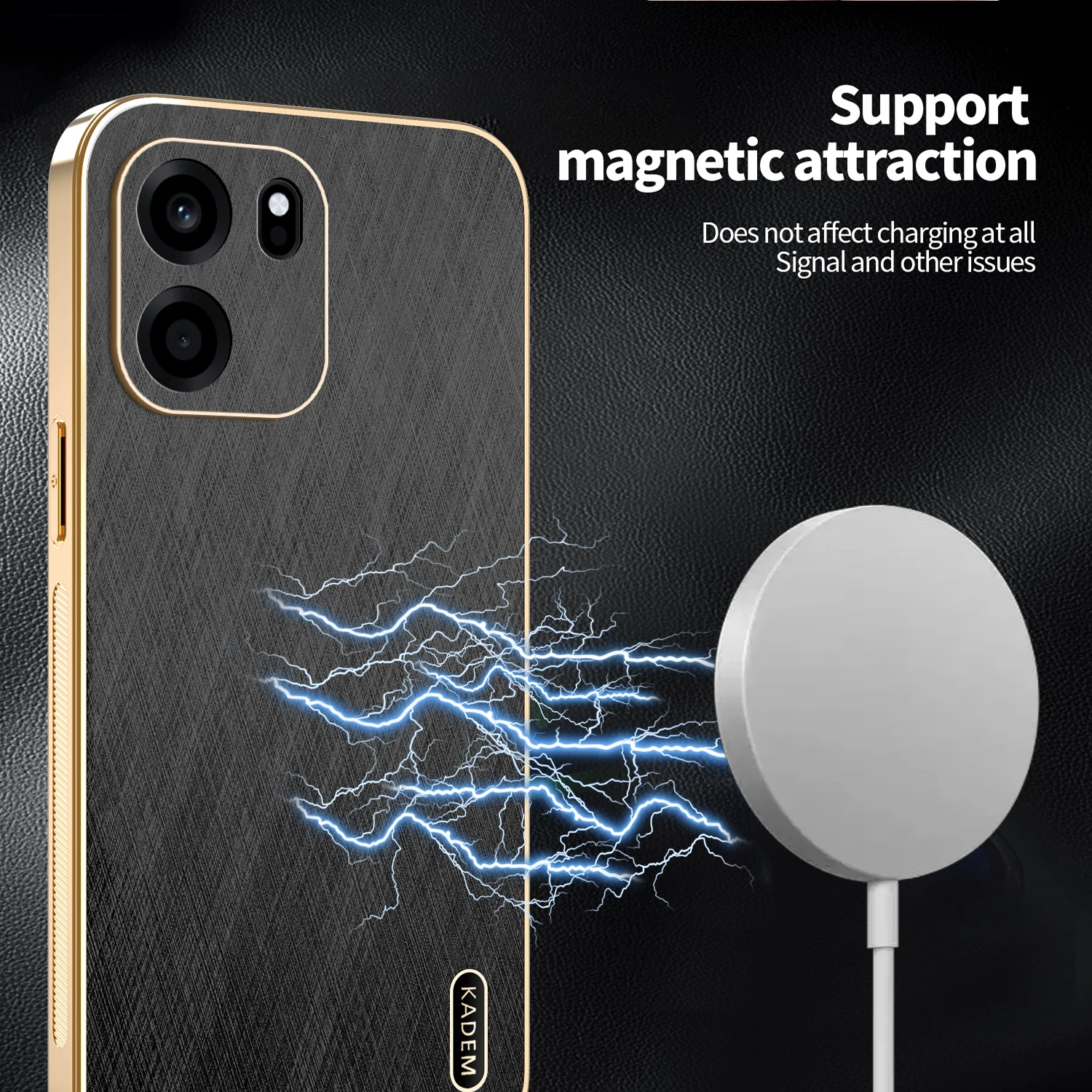 Luxury Gold Silk Skin Shockproof Case with PU Leather Cover