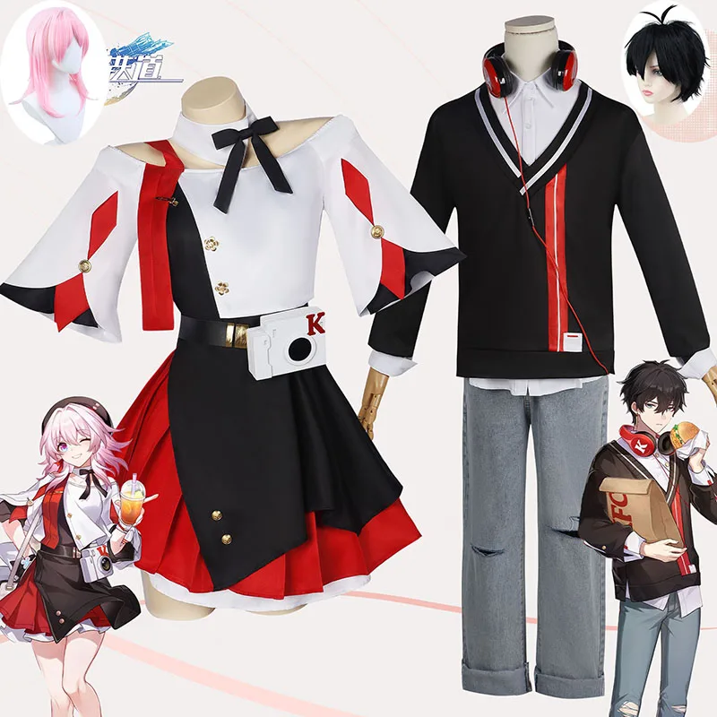 

Dan Heng March 7th Honkai: Star Rail Cosplay Costume Dress Suit Uniform Headset Wig Set Anime Outfits for Halloween Party