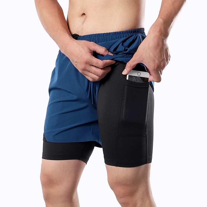 ARSUXEO Running Shorts Men Summer 2 in 1 Beach Bottoms With Pocket Jogging Pants Fitness Trainning Sportswear Gym Shorts B208 3