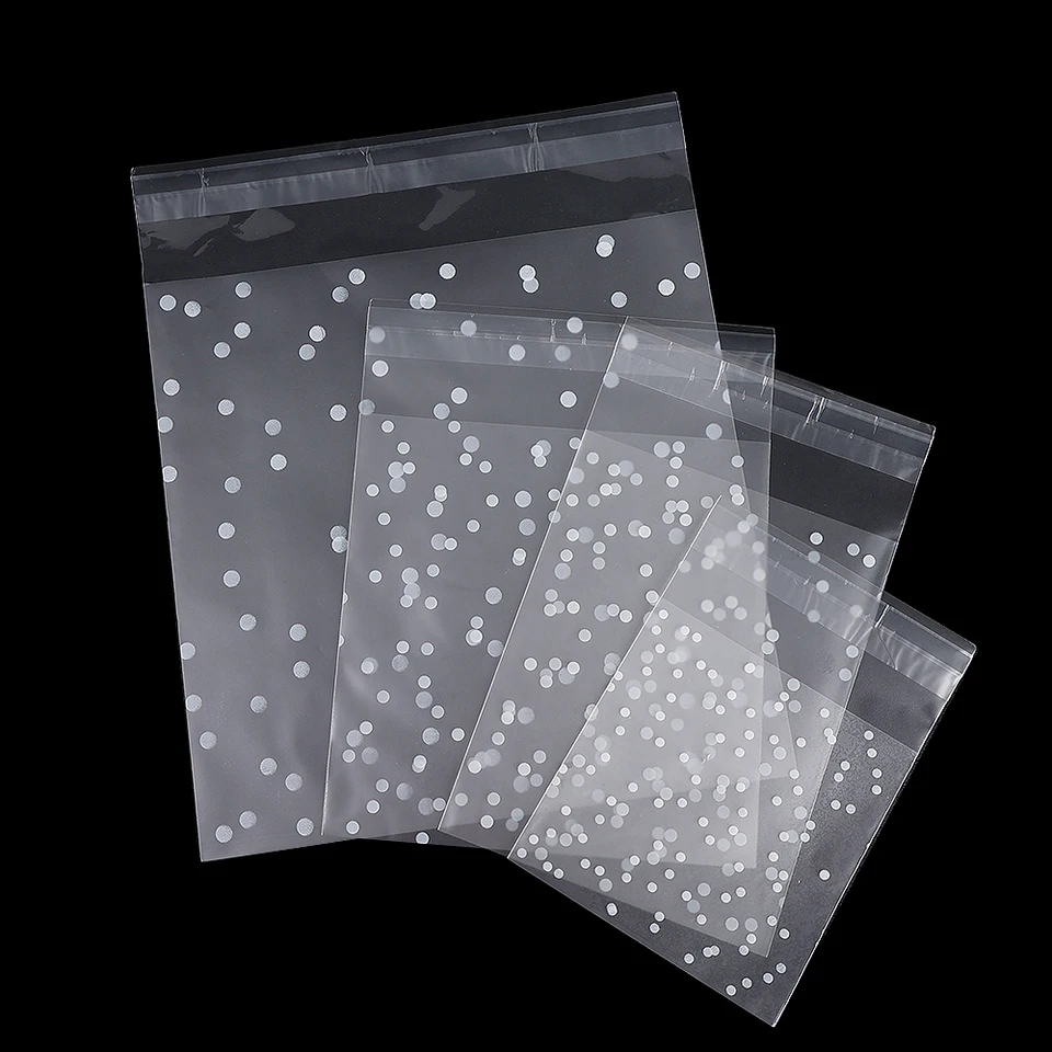 100 pezzi di cellophane trasparente a pois biscotti sacchetti di