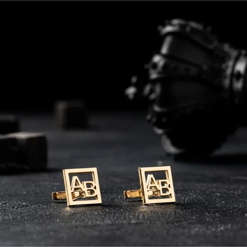 Gemelos personalizados con iniciales dobles para hombre y mujer