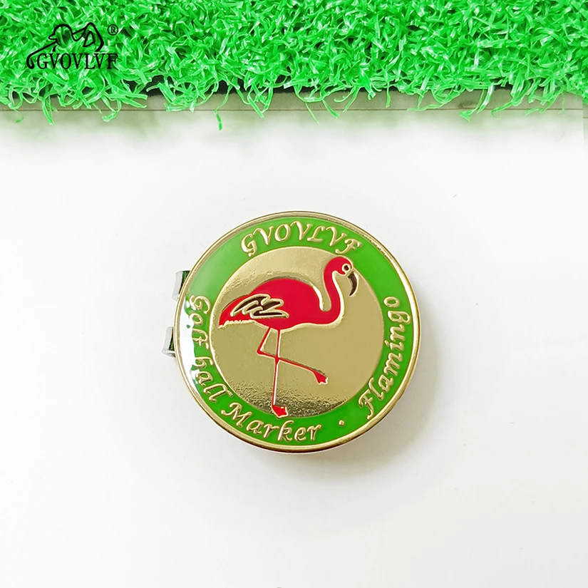 Golf Ball Markers Golf Flamingo Pattern Hat Clip Cartoon Shape Magnetic Ball Marker Accessory 1pc