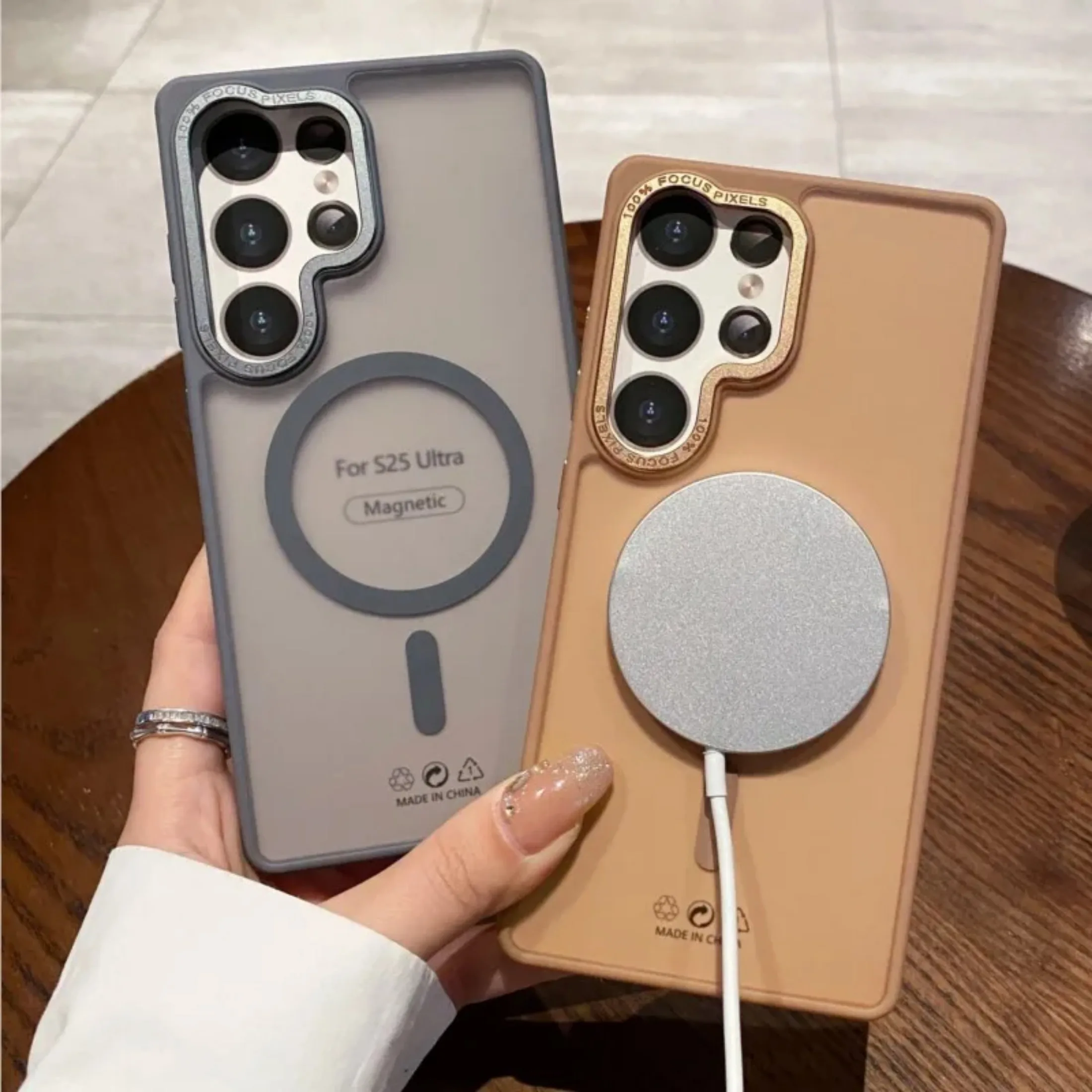 Luxury Matte Clear Magnetic Wireless Charging Shockproof Bumper Cover