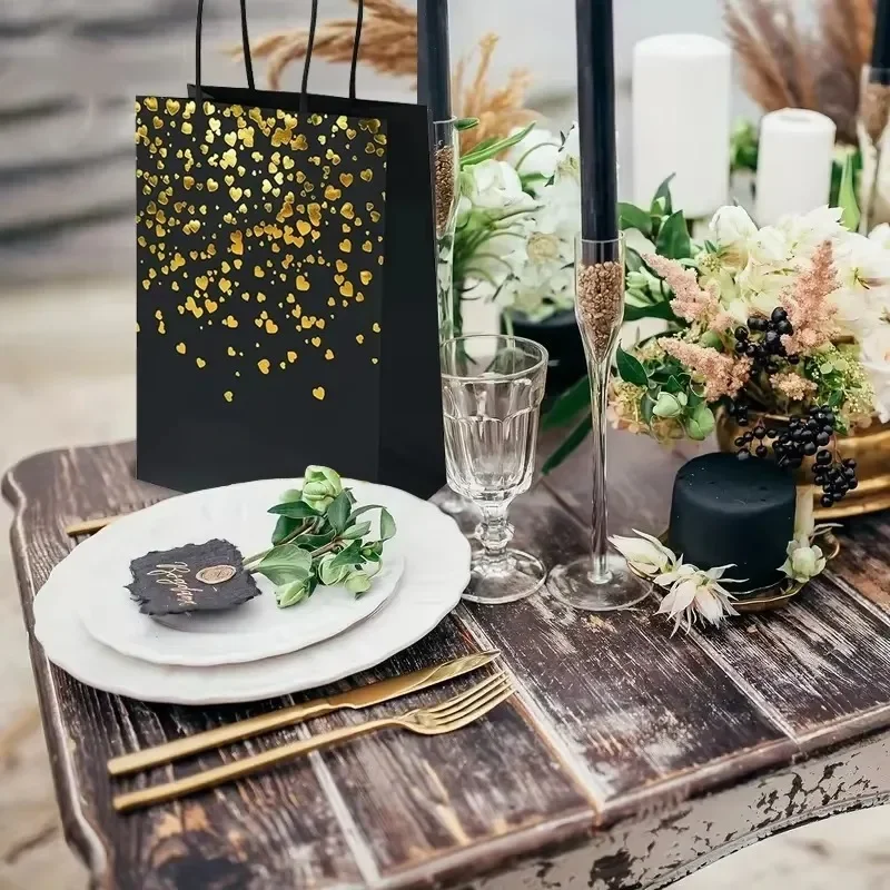 Recyclable Bronzing Love Kraft Paper Bags – Sturdy gift bags with handles, perfect for ... - SKU KPB23082 - UGI Packaging