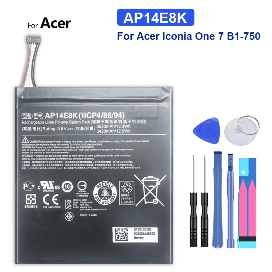 High Capacity Durable For Acer Iconia One 7 B1-750 AP14E8K Tablet Battery 3520mAh