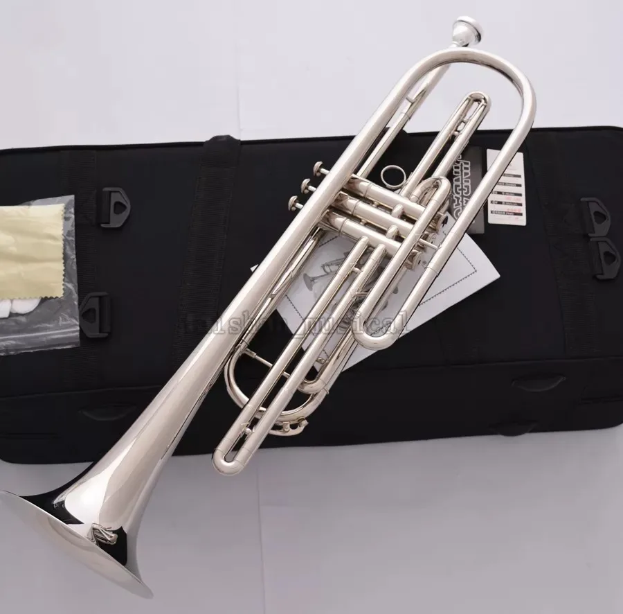 Professional Silver nickel Bb Bass Trumpet 3 Piston Vavles Horn With Case