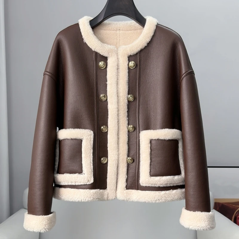 

PUDI 2023 New Design Genuine Wool Fur Liner Winter Coat Women Warm Soft Sheep Shearing Polyester Lady Jacket CT362