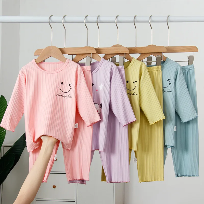 

Kawaii Girls Pajamas Summer Short sleeve Children's Clothing Set Candy Colors Sleepwear Cotton Pyjamas Sets 4 6 8 10 12 14 Years