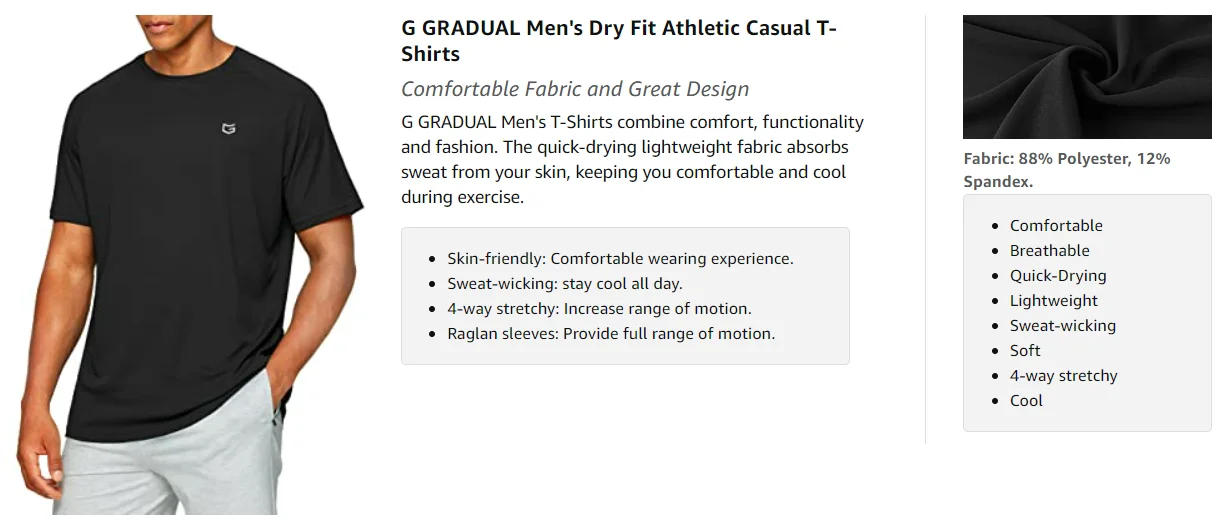 G Gradual Workout Shirts For Men Short Sleeve Quick Dry Athletic