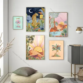 선인장 잎 프레임리스 포스터, 좋은 품질 인쇄, 빈티지 룸 홈 바 카페 장식, 미적 예술 벽화, 1 개