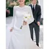 Soft Lace Wedding Dresses Classic O-neck Bridal Dress With Long Sleeve New Elegant A Line Simple Vestidos De Novia Customized 3