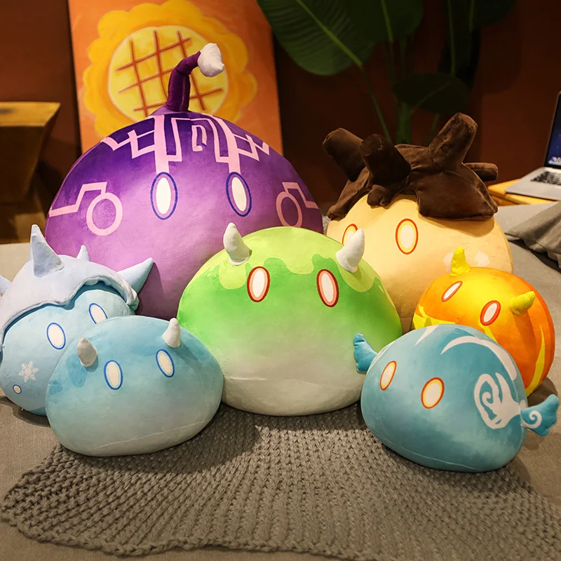Милая набивная игровая Подушка для сна Genshin Impact Slime, плюшевая игрушка в эстетике, мягкая кукла, милые подарки на день рождения, декор для детской комнаты, 35-60 см