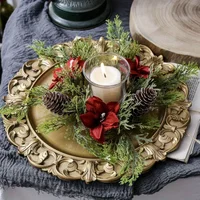 Gorgeous Holiday Candle Holder with Stunning Floral Wreath Perfect for Christmas Decorations and Table Centerpieces 4
