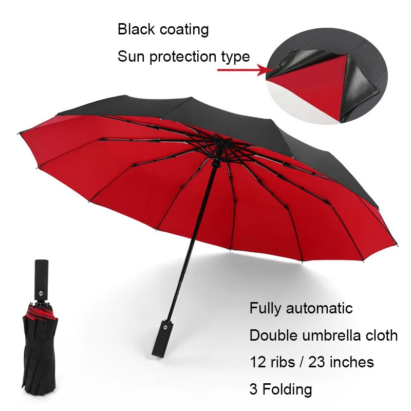 Folding Automatic Umbrella Three Folding Male Female Parasol Rain Windproof