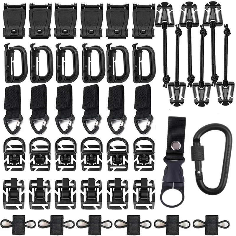 44PCS Tactical Gear Clip Strap Molle bing Attachments DRing
