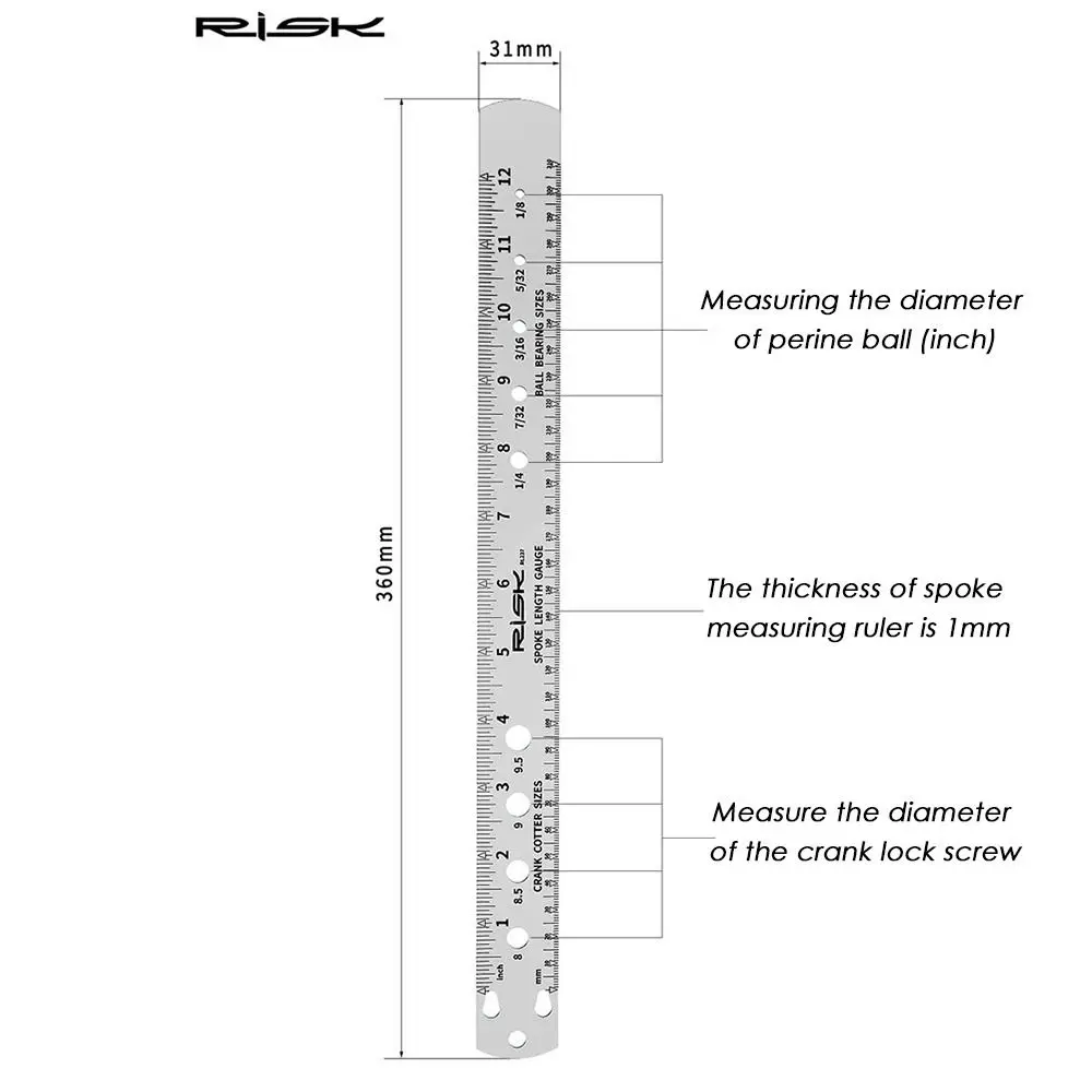 Creative RL237 Positioning Measuring Tool Parts Ruler Gauge Spoke Measuring Ruler Spoke Length Bicycle Tool