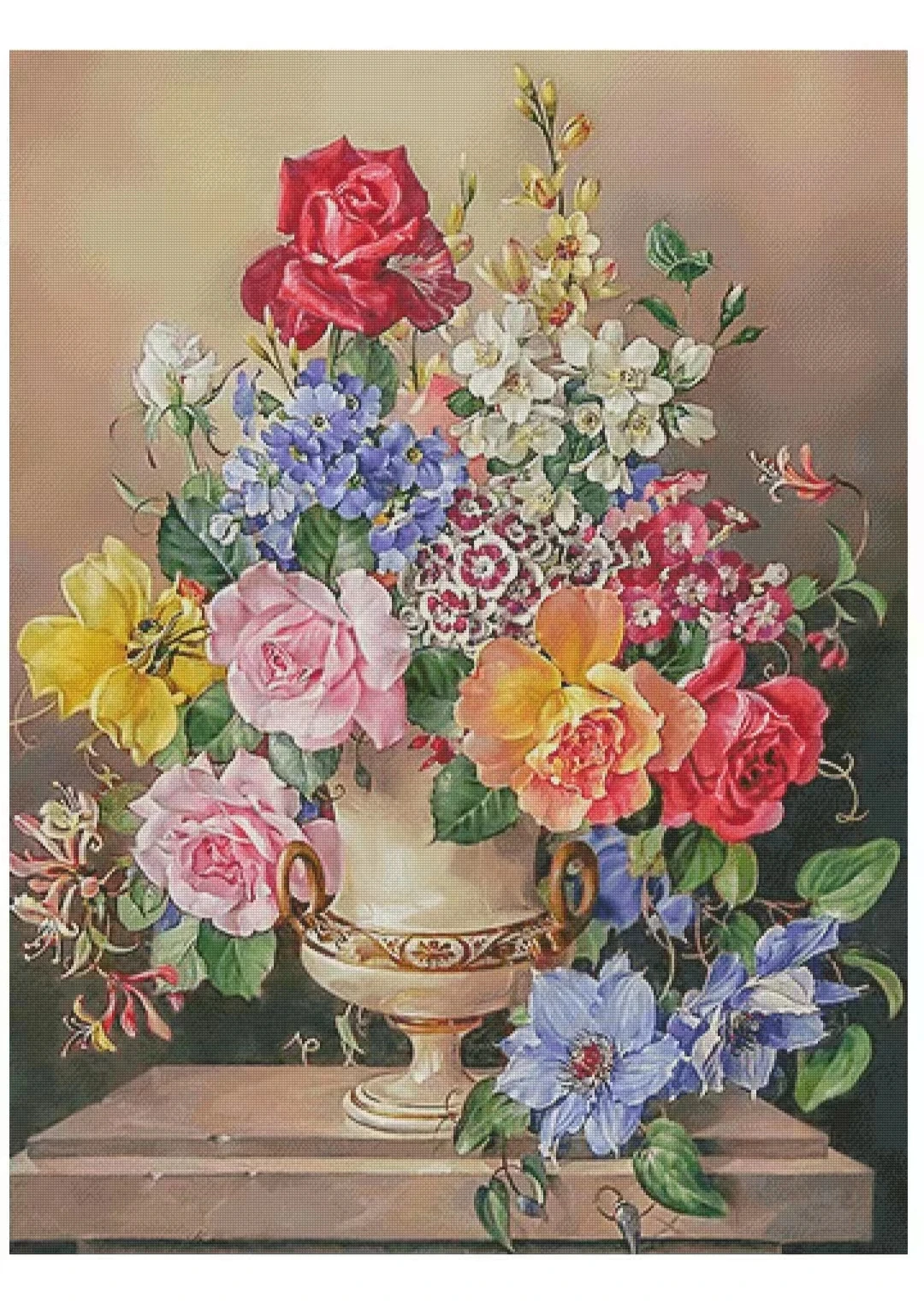 

Peony Bouquet Flowers 18CT 16CT 14CT Unprinted Top Quality Cross Stitch Kits Embroidery Art DIY Handmade Needlework Home Decor