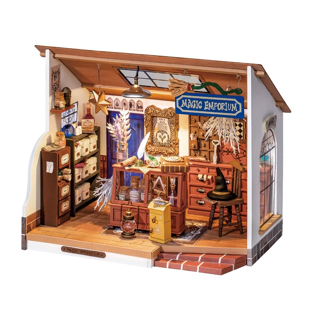 Robotime Rolife DIY Dollhouse Kiki's Magic Emporium Decorative Ornament Kids Miniature Fantasy Magic Doll House Wooden Kit Toy