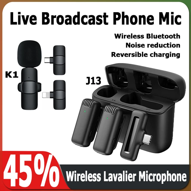 Microphone Lavalier sans fil pour iPhone et Android, portable