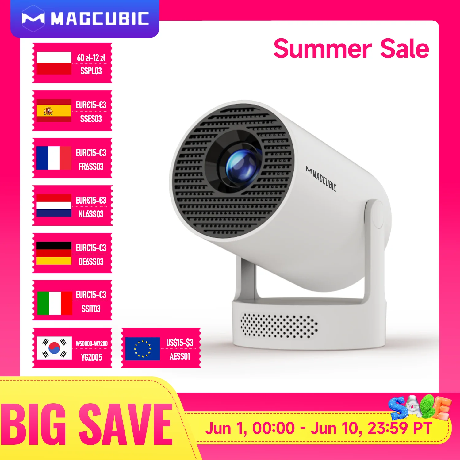 Projecteur Portable Magcubic HY300 Pro Plus Android 14 WiFi 6 Bluetooth 5.4 8K Livraison Gratuite France