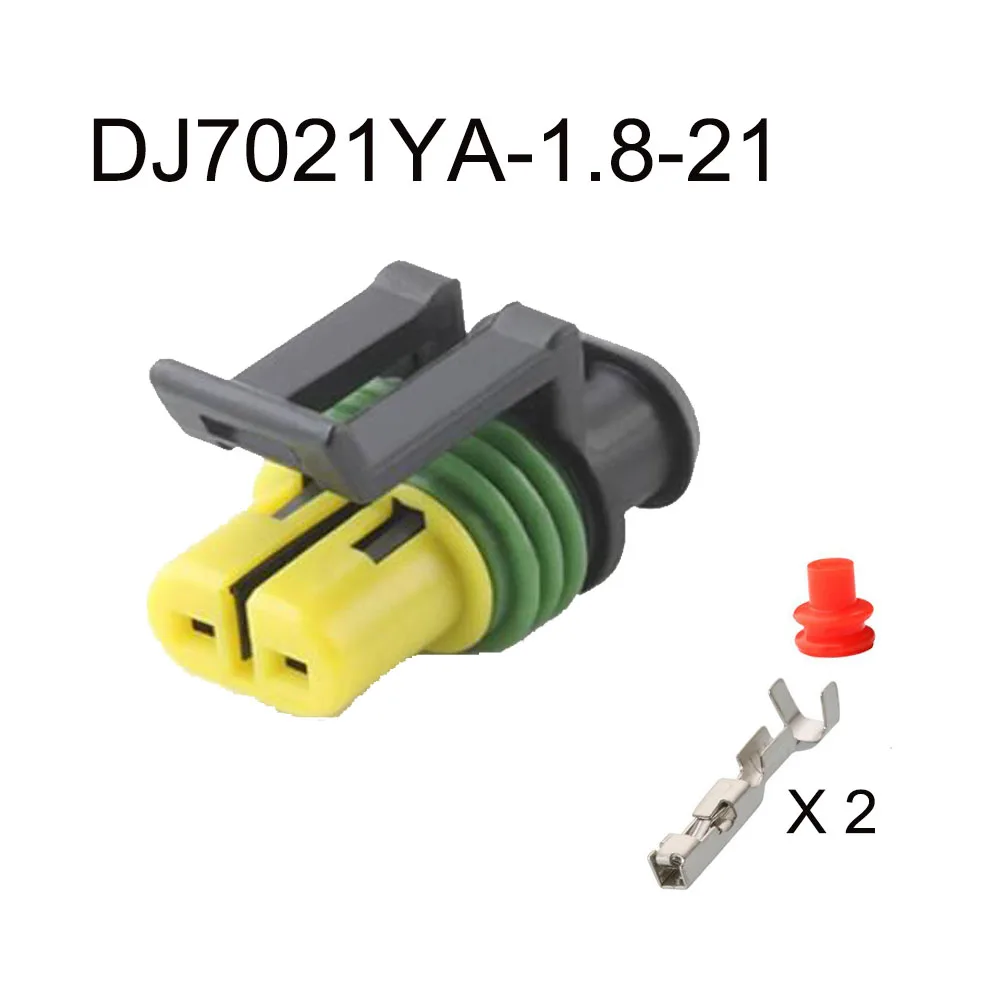 

100SET DJ7021YA-1.8-21 auto Waterproof cable connector 2 pin automotive Plug famale male socket Includes terminal seal