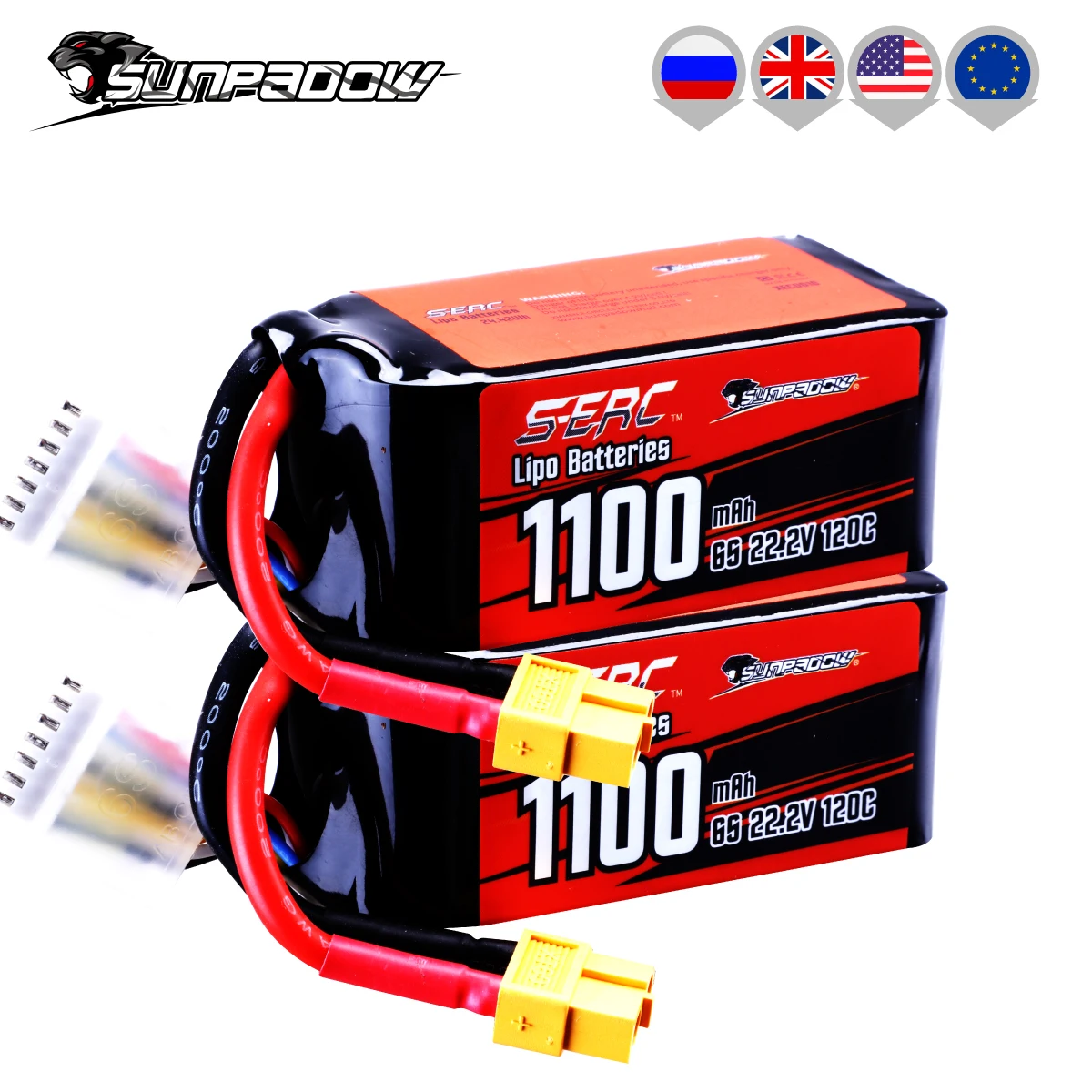 SIGP 6S Lipo 22,2V 1500mAh 120C Avec XT60 – Pour Drone RC, FPV, Hélicoptère – Lot De 2