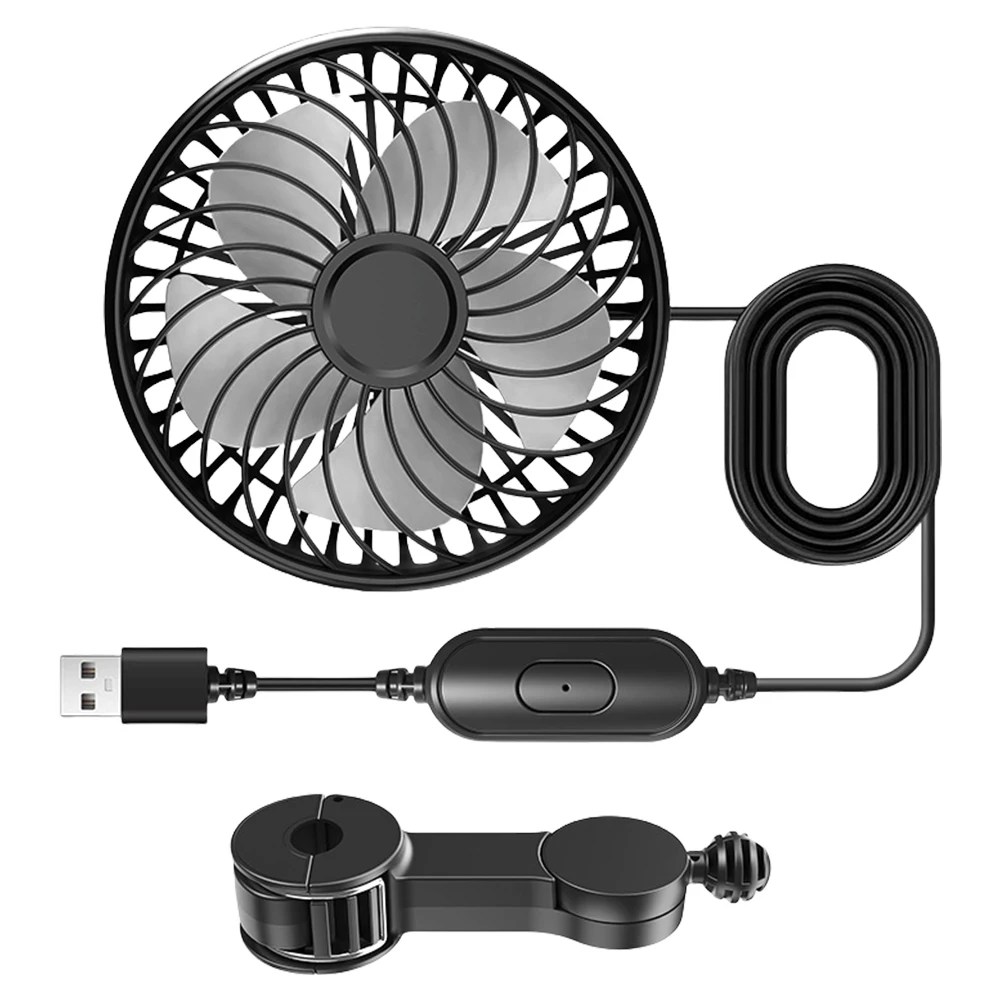 USB Powered Rear Seat Fan 360 Rotatable Car Seat Headrest Fan 3 Speeds Cooling Backseat Fan for Backseat