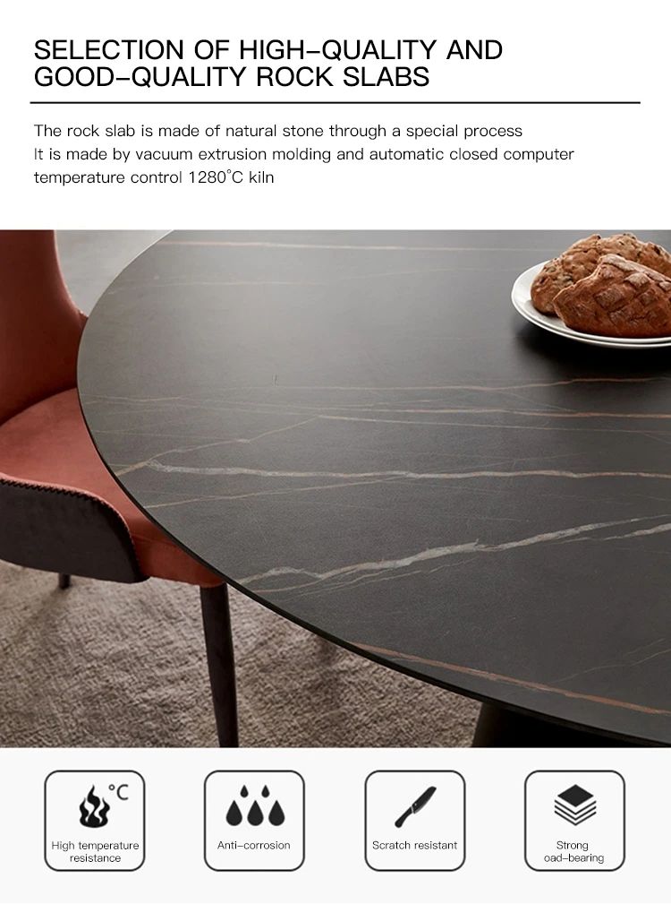 Description Picture 4 of itemModern Round Kitchen Table With Turntable Indoor Home Furniture Nordic Simple Small Apartment Black Dining Table Set