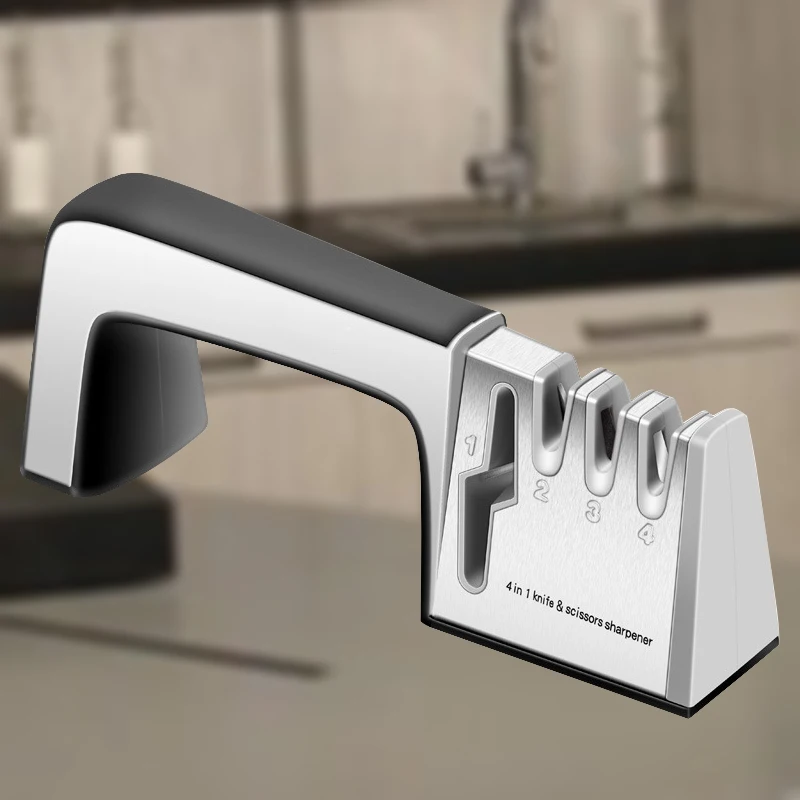 Versatile 4-in-1 Professional Knife and Scissor Sharpener for Stainless Steel Blades