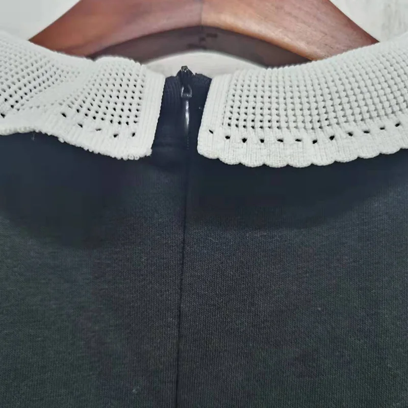S 패밀리 플라워 패치 자수 스플라이스, 분리형 칼라, 캐주얼 플러시 스웨터, 프렌치 스타일, 우아한 가을 겨울