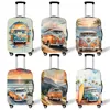 Watercolor Camper Van Beach Travelling Print Luggage Cover Suitcase Protective Covers Travel Accessories Trolley Case Cover 1