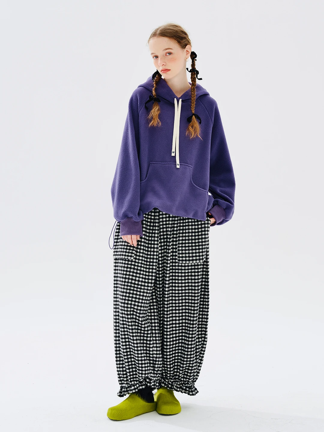 IMAKOKONI оригинален дизайн за есента и зимата широки прави панталони с ластик на талията и джоб за жени 234347