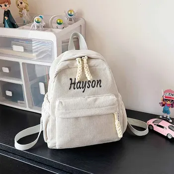 Zaino per campus studentesco alla moda ricamato, borsa per snack multifunzionale, borsa con nome personalizzato per bambini, regalo di Natale