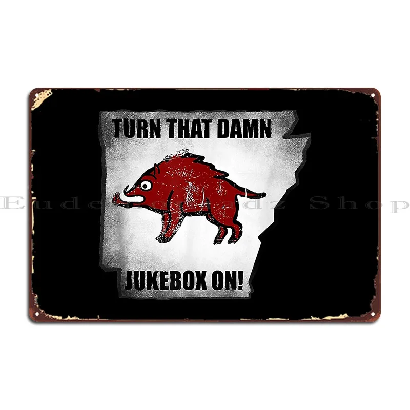 Distressed Turn That Damy Jukebox On Metal Platform Poster Cinema Garage Design Garage Crea Tin Sign Poster
