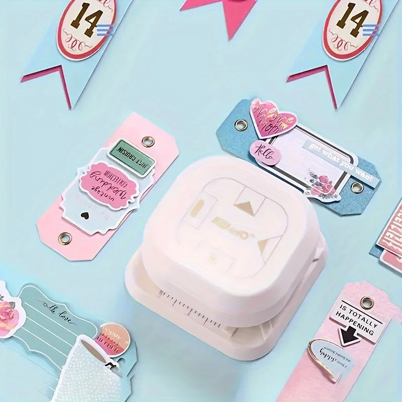 1pc 4-in-1 hole punch multifunctional embossing machine handmade label making label embossing machine paper punch hole punching tools paper craft punch embossing maker