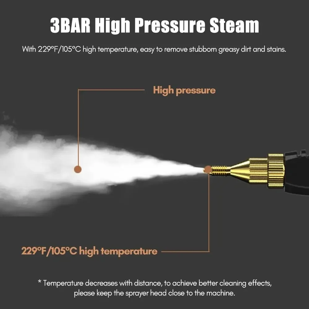 2500W Steam Cleaner High Pressure Temperature Steam Mop Sterilization Household Air Conditioner Kitchen Sofa Hood Car Washer 3