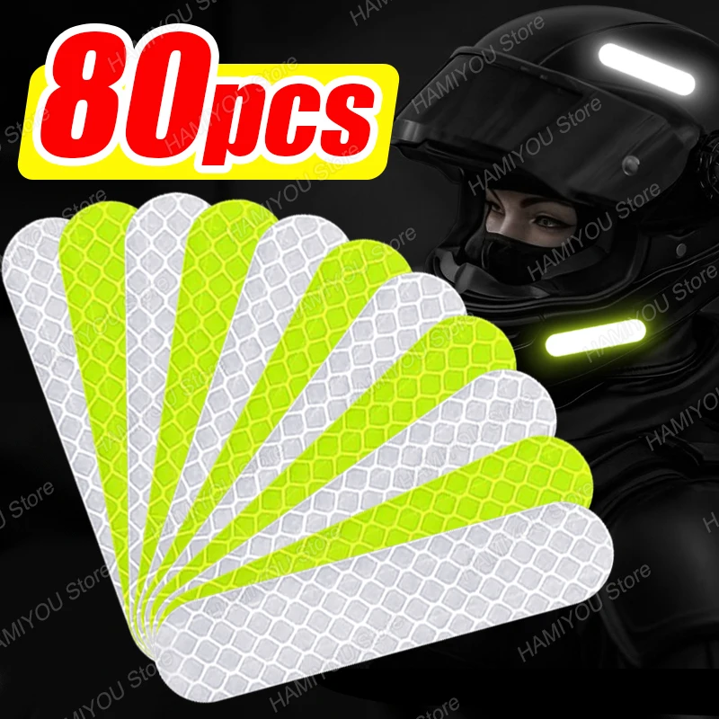 Night Reflective Strip Warning Stickers Waterproof High Visibility Reflector Tape 10/40/80PCS for Car Motorcycle Helmet Bicycle reflective stickers reflective tape bands reflective tape bike reflective tape